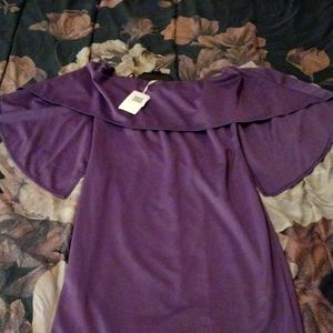 Grace Karin Large Purple Midi dress w/ cape